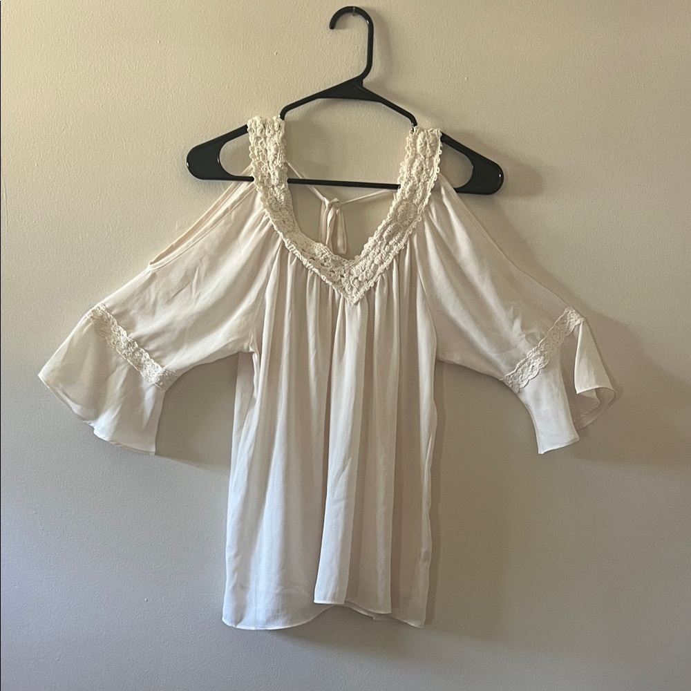 Charming Charlie Cream Lace Women's Blouse